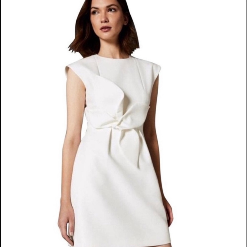 Ted Baker white polly structured bow dress